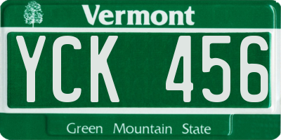 VT license plate YCK456