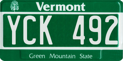 VT license plate YCK492