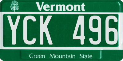 VT license plate YCK496