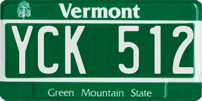 VT license plate YCK512