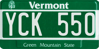 VT license plate YCK550