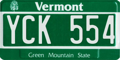 VT license plate YCK554