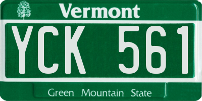 VT license plate YCK561