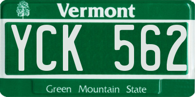 VT license plate YCK562