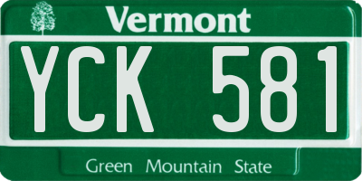 VT license plate YCK581