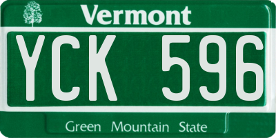 VT license plate YCK596