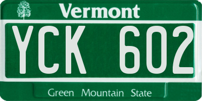 VT license plate YCK602