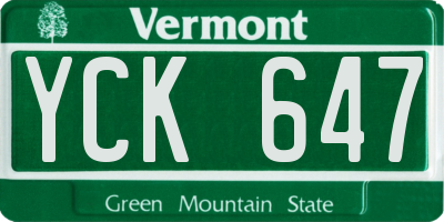 VT license plate YCK647