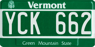 VT license plate YCK662