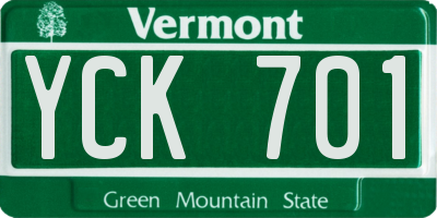 VT license plate YCK701