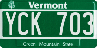 VT license plate YCK703