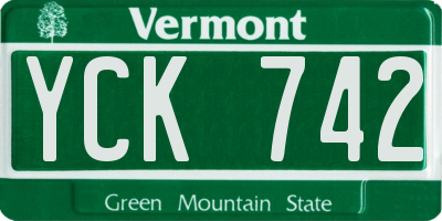 VT license plate YCK742