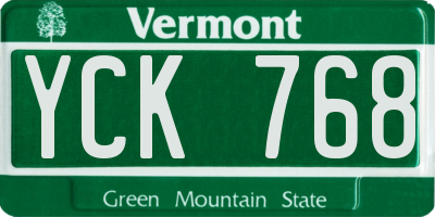VT license plate YCK768