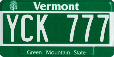 VT license plate YCK777