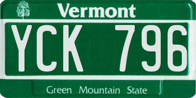 VT license plate YCK796