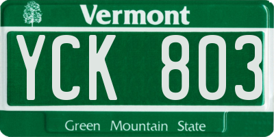 VT license plate YCK803