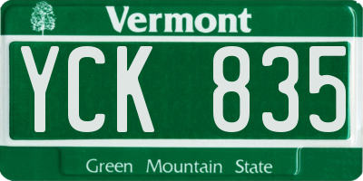 VT license plate YCK835