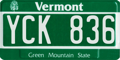 VT license plate YCK836