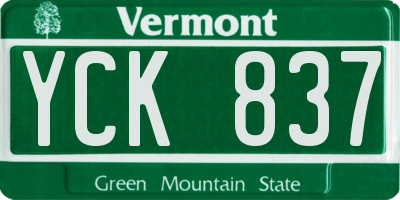 VT license plate YCK837