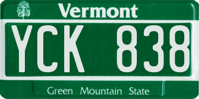 VT license plate YCK838
