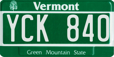 VT license plate YCK840