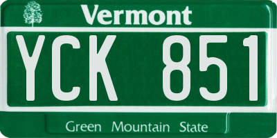 VT license plate YCK851