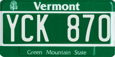 VT license plate YCK870