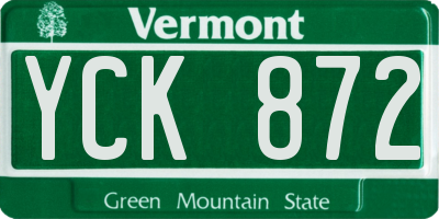 VT license plate YCK872