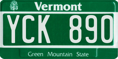 VT license plate YCK890