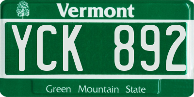 VT license plate YCK892