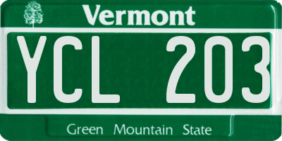 VT license plate YCL203