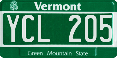 VT license plate YCL205