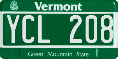 VT license plate YCL208