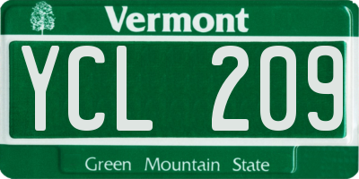 VT license plate YCL209
