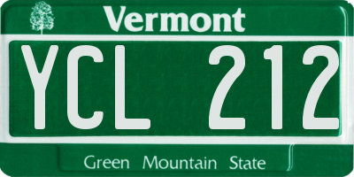 VT license plate YCL212