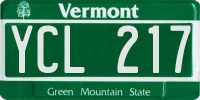 VT license plate YCL217