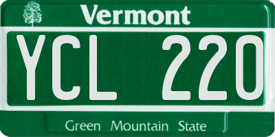 VT license plate YCL220