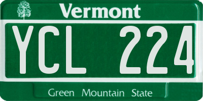 VT license plate YCL224