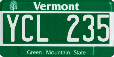 VT license plate YCL235