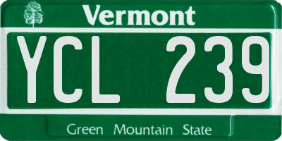 VT license plate YCL239
