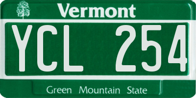 VT license plate YCL254