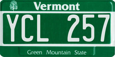 VT license plate YCL257