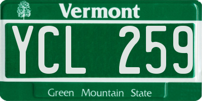 VT license plate YCL259