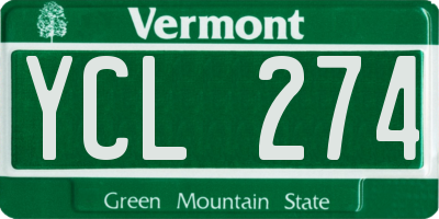 VT license plate YCL274