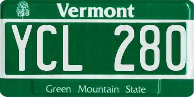 VT license plate YCL280