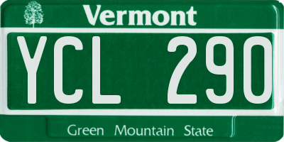 VT license plate YCL290