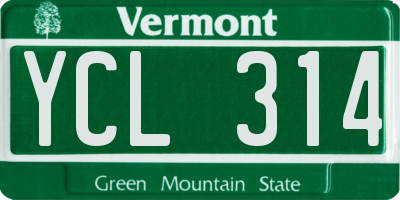VT license plate YCL314