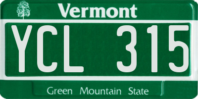 VT license plate YCL315