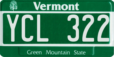 VT license plate YCL322