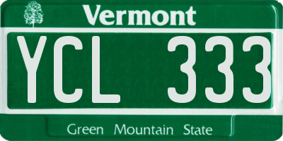 VT license plate YCL333